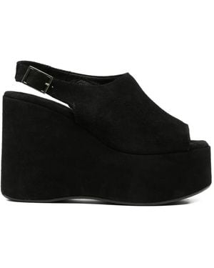 CURIOSITÉ Suede-Finish Platform Sandals - Black