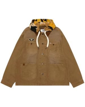 Aape By A Bathing Ape Logo-Print Corduroy-Collar Jacket - Natural