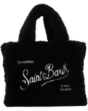 MC2 Saint Barth Vanity Mini Teddy Logo-Embroidered Tote Bag - Black