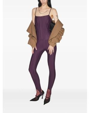 Mugler Corset-Detail Jumpsuit - Purple