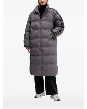 adidas Logo-Embroidery Padded Coat - Grey
