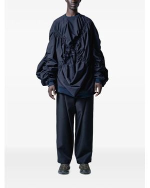 Yoshio Kubo Ruched-Detail Oversized Top - Blue