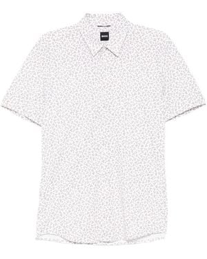 BOSS Floral-Print Short-Sleeve Shirt - White