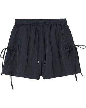 B+ AB Drawstring-Waist Side-Tie Mini Shorts - Blue