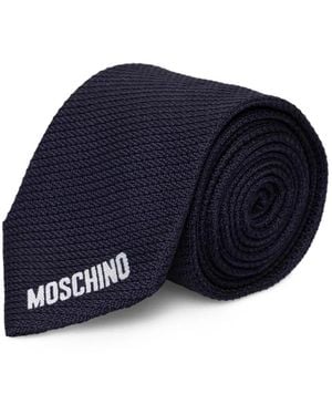 Moschino Logo-Embroidered Tie - Blue