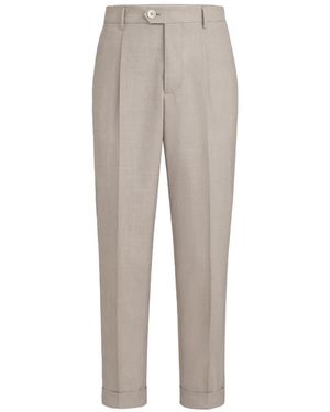 Brunello Cucinelli Pantalon En Laine Vierge À Plis - Grey