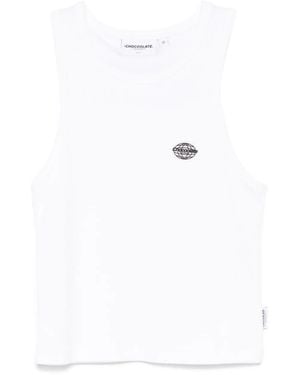 Chocoolate Ribbed Tank Top - White