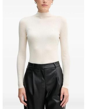 Lacoste Ribbed-Knit Sweater - White