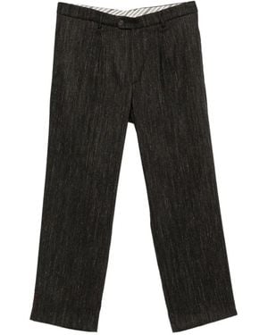 Amaranto Pleated Straight-Leg Pants - Black