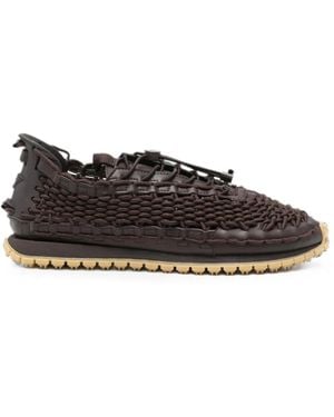 Emporio Armani Woven Toggle-Fastening Sneakers - Black