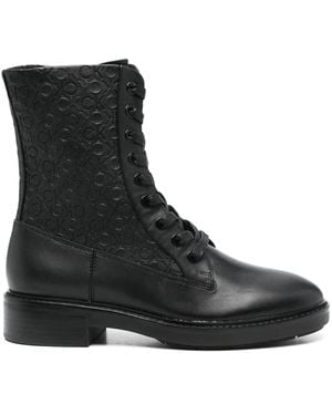 Calvin Klein Flat Combat Boot Mono Mix - Black