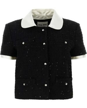 Miu Miu Veste En Tweed À Simple Boutonnage - Noir