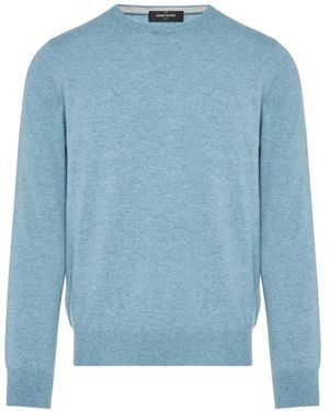 Gran Sasso Crew-Neck Ribbed-Trim Sweater - Blue
