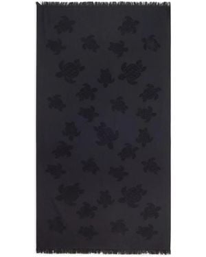 Vilebrequin Turtle-Jacquard Fringed Towel - Black