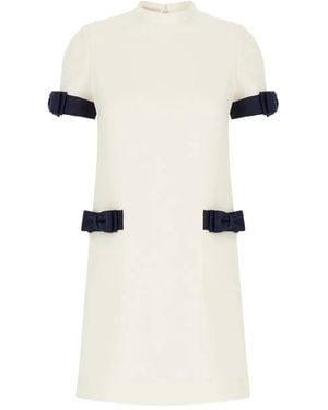 Valentino Garavani Bow-Detail Short-Sleeve Mini Dress - Natural