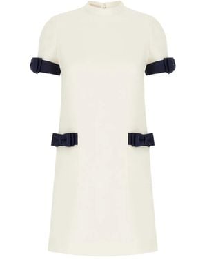 Valentino Garavani Bow-Detail Short-Sleeve Mini Dress - Natural