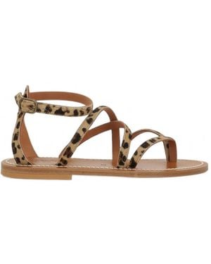 K. Jacques Epicure Leopard-Print Calf Hair Sandals - Brown
