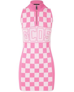 Gcds Mini Dress With Logo Print - Pink