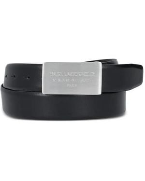 Karl Lagerfeld Logo-Buckle Belt - White