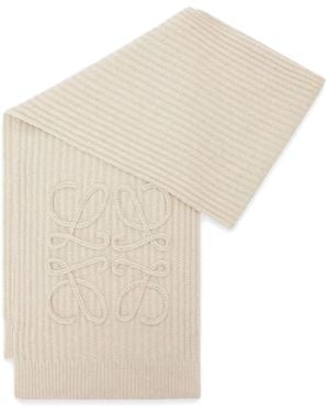 Loewe Anagram Ribbed Scarf - White