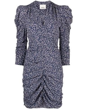 Isabel Marant Celina フローラル シルクドレス - ブルー
