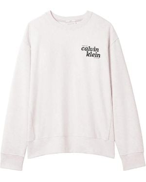 Calvin Klein Logo-Print Crew-Neck Jumper - White