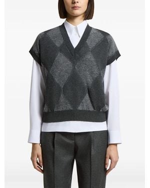 Peserico Trui Met Argyle-Patroon - Grijs