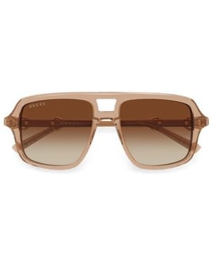 Gucci Horsebit Pilot-Frame Sunglasses - Brown