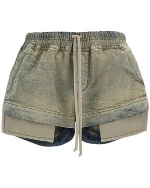 Rick Owens Fw25 Concordians Fog Denim Boxer Shorts - Green