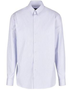 Giorgio Armani Striped Long-Sleeved Shirt - White