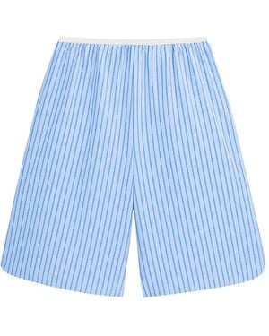 Frankie Shop Vertical-Stripe Knee-Length Shorts - Blue