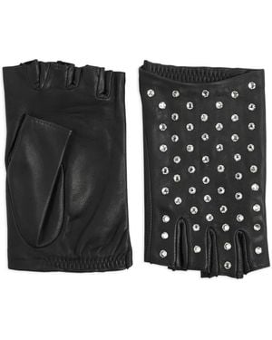 Agnelle Irene Strass-Embellished Fingerless Gloves - Black
