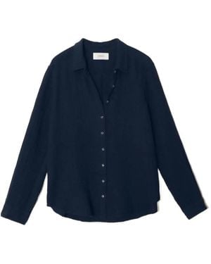 Xirena Crinkled Long-Sleeve Shirt - Blue