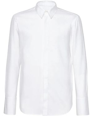 Ferragamo Concealed-Fastening Oxford Poplin Shirt - White