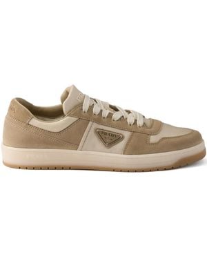 Prada Downtown Re-Nylon And Suede Trainers - Brown