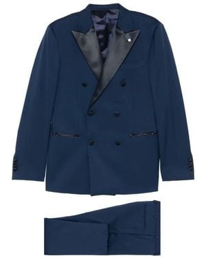 Luigi Bianchi Double-Breasted Peak-Lapel Suit - Blue
