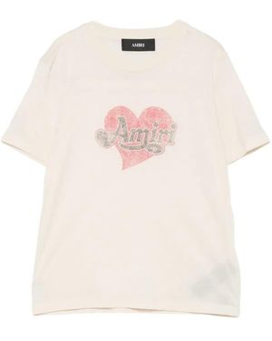 Amiri T-Shirt Mit Herz-Print - Pink