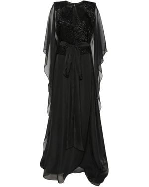 SILK LOVE & LACE Artemis Sequin-Embellished Maxi Dress - Black