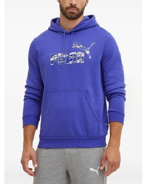 PUMA Logo-Print Drawstring Hoodie - Blue