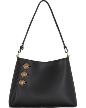 Balmain Emblème レザーショルダーバッグ - ブラック