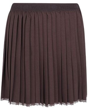 Twinset Pleated Crêpe De Chine Short Skirt - Brown