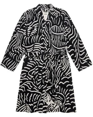 Oas Lorenzo Abstract-Pattern Robe - Black