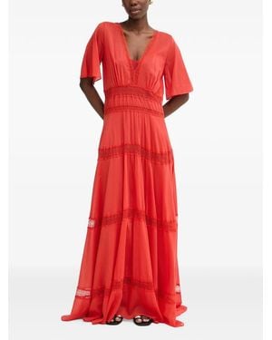 forte_forte Lace-Trim Tiered Dress