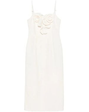 Magda Butrym Flower-Appliqué Ruffled Midi Dress - White
