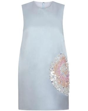 Markarian Daisy Bead-Embellished Cocoon Mini Dress - Blue