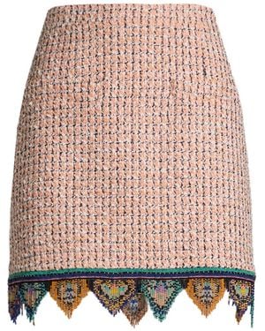 Etro Fringed Tweed Mini Skirt - Pink