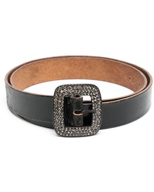 Madison Maison Crystal-Embellished Leather Belt - White