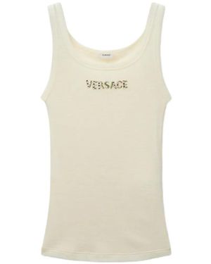 Versace Crystal-Embellished Tank Top - Natural