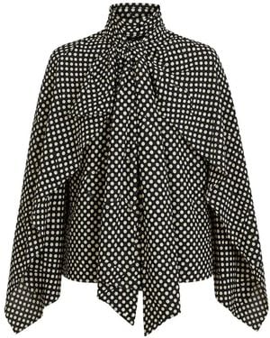 Petar Petrov Polka-Dot Tie-Neck Blouse - Black