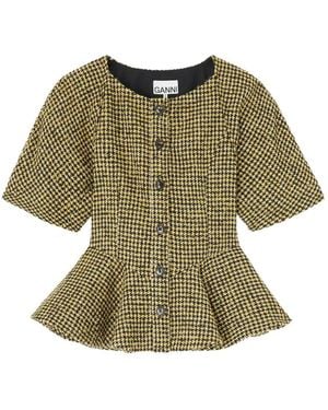 Ganni Blusa A Cuadros - Verde